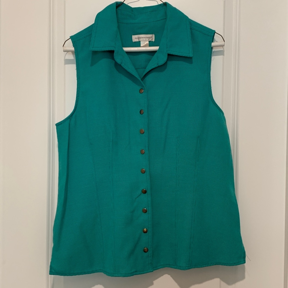 Christopher & Banks Snap Up Green Tank Top Size M